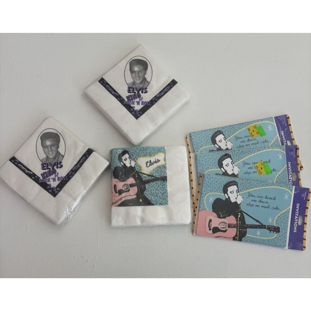 Vintage Elvis Presley Napkins & Party Invitations 3 pks Napkins 3 pks Invitation